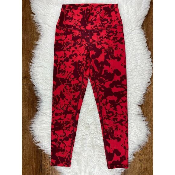 Zella Women's S Red Floral Athletic Compression Leggings - Picture 1 of 5